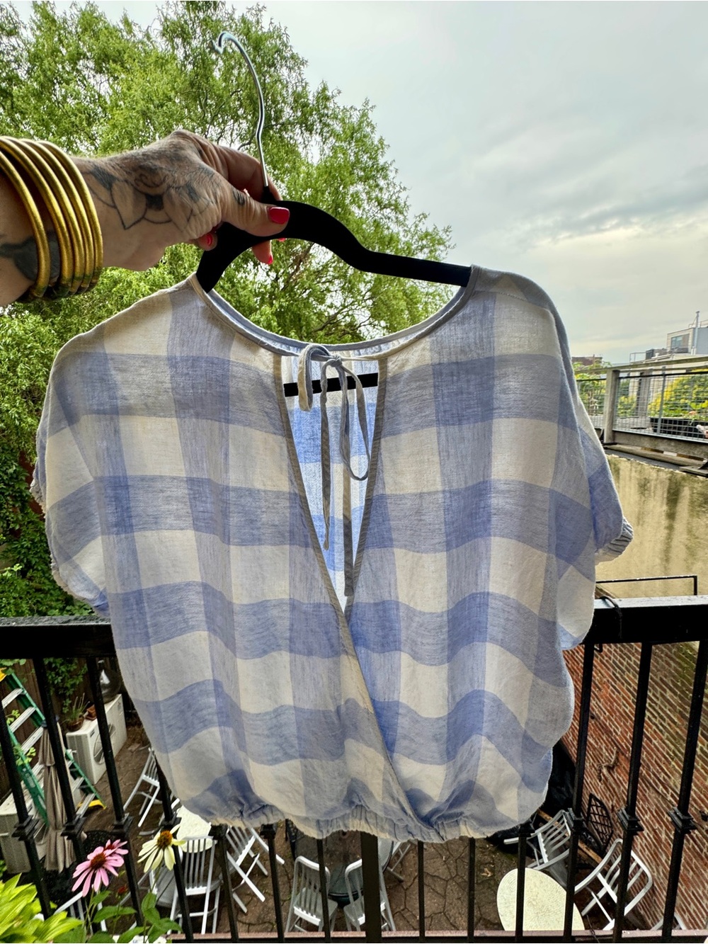 Madewell Blue and White Gingham crop